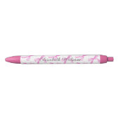 Roze Coquette Boog met Sterren Script Naam Monogra Zwarte Inkt Pen (Voorkant)