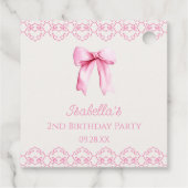 Roze Coquette Boog Verjaardagsfeest Bedankjes Labels (Achterkant)