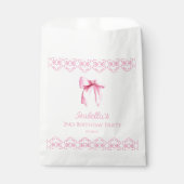 Roze Coquette Boog Verjaardagsfeest Bedankzakje (Voorkant)