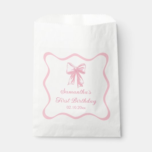 Roze Coquette Boog Verjaardagsfeest Bedankzakje (Voorkant)