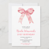 Roze Coquette Boog Verjaardagsfeest Kaart (Voorkant)