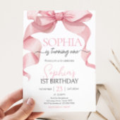 Roze Coquette Boog Verjaardagsfeest Kaart