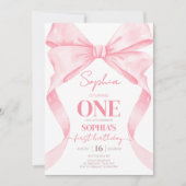 Roze Coquette Boog Verjaardagsfeest Kaart (Voorkant)