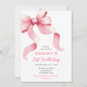 Roze Coquette Boog Verjaardagsfeest Kaart (Voorkant)