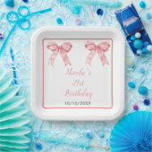 Roze Coquette Boog Verjaardagsfeest Papieren Bordje (Feest)