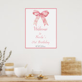 Roze Coquette Boog Verjaardagsfeest Poster (Keuken)