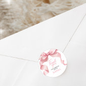 Roze Coquette Boog Verjaardagsfeest Ronde Sticker