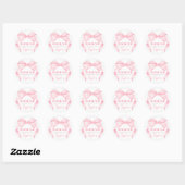 Roze Coquette Boog Verjaardagsfeest Ronde Sticker (Vel)