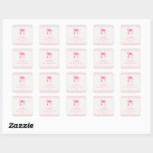 Roze Coquette Boog Verjaardagsfeest Vierkante Sticker (Vel)