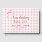 Roze Coquette Bow 1st Verjaardag Meisje Gastenboek (Voorkant)