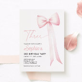 Roze Coquette Bow 3e verjaardag uitnodiging