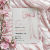 Roze Coquette Bow 4e verjaardag uitnodiging