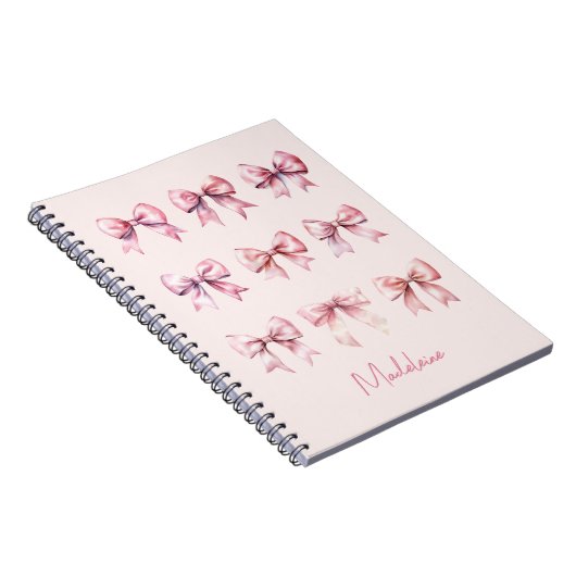 Roze Coquette Bow Aangepaste naam Notitieboek (Rechterzijde)