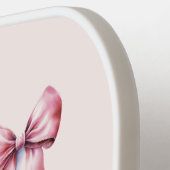 Roze Coquette Bow Aangepaste naam Pickleball Paddle (Links Detail)