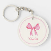 Roze Coquette Bow Acryl Sleutelhanger (Voorkant)