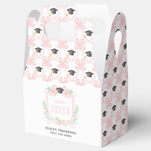 Roze Coquette Bow | Afstuderen Jaar Crest Bedankdoosjes (Geopend)