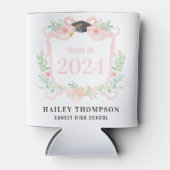 Roze Coquette Bow | Afstuderen Jaar Crest Blikjeskoeler (Voorkant)