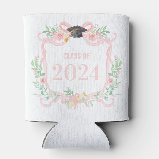 Roze Coquette Bow | Afstuderen Jaar Crest Blikjeskoeler (Achterkant)