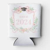 Roze Coquette Bow | Afstuderen Jaar Crest Blikjeskoeler (Voorkant)