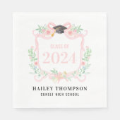 Roze Coquette Bow | Afstuderen Jaar Crest Servet (Voorkant)