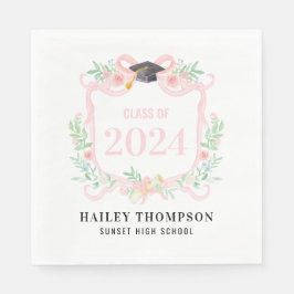 Roze Coquette Bow | Afstuderen Jaar Crest Servet