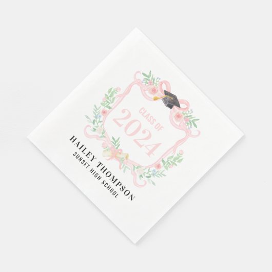 Roze Coquette Bow | Afstuderen Jaar Crest Servet (Hoek)