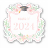 Roze Coquette Bow | Afstuderen Jaar Crest Sticker (Voorkant)