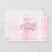 Roze Coquette Bow Afstuderen RSVP Kaartje (Voorkant)