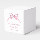  Roze Coquette Bow Baby Meisje Douche Bedankdoosjes (Voorkant Zijde)