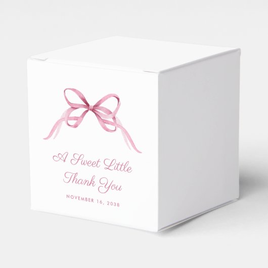 Roze Coquette Bow Baby Meisje Douche Bedankdoosjes (Voorkant Zijde)