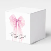 Roze Coquette Bow Baby Meisje Douche Dank u Bedankdoosjes (Voorkant Zijde)