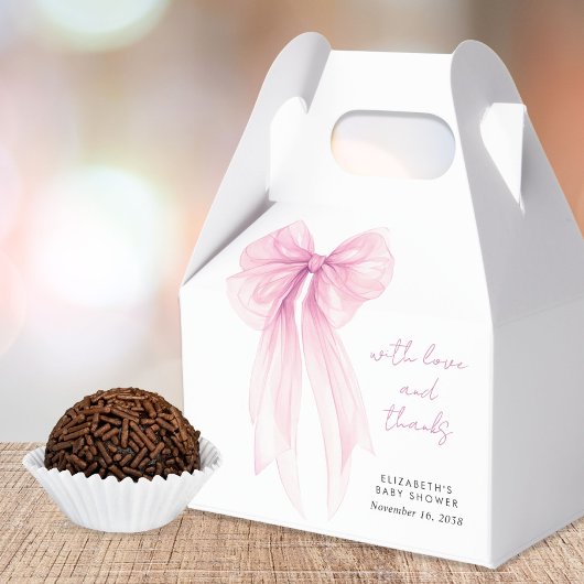 Roze Coquette Bow Baby Meisje Douche Dank u Bedankdoosjes