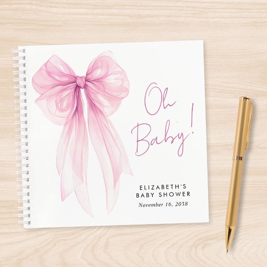 Roze Coquette Bow Baby Meisje Douche Gastboek Notitieboek
