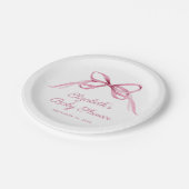 Roze Coquette Bow Baby Meisje Douche Papieren Bordje (Gekanteld)