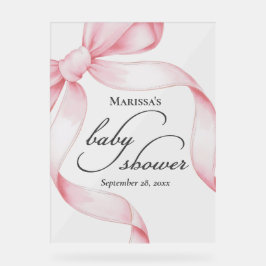 Roze Coquette Bow Baby shower Acryl Teken Acryl Bord