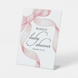 Roze Coquette Bow Baby shower Acryl Teken Reclamebord Met Voetstuk