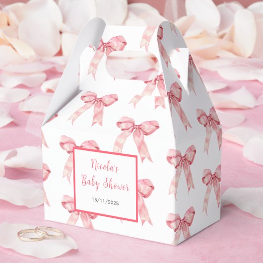 Roze Coquette Bow Baby shower Bedankdoosjes (Huwelijk)