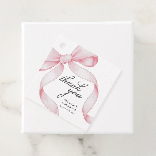 Roze Coquette Bow Baby shower Bedankjes Labels (In situ)