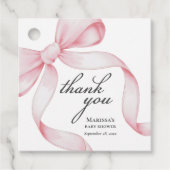 Roze Coquette Bow Baby shower Bedankjes Labels (Voorkant)