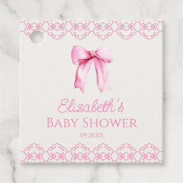 Roze Coquette Bow Baby shower Bedankjes Labels