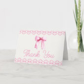 Roze Coquette Bow Baby shower Bedankkaart (Voorkant)