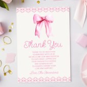 Roze Coquette Bow Baby shower Bedankkaart
