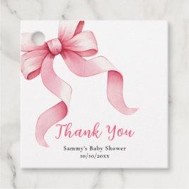 Roze Coquette Bow Baby shower Bedankt Bedankjes Labels