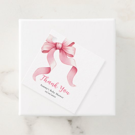 Roze Coquette Bow Baby shower Bedankt Bedankjes Labels (In situ)