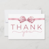 Roze Coquette Bow Baby shower Bedankt Card – Ele (Voorkant)