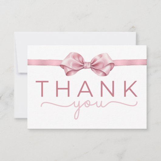 Roze Coquette Bow Baby shower Bedankt Card – Ele (Voorkant)