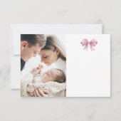 Roze Coquette Bow Baby shower Bedankt Card – Ele (Achterkant)