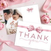 Roze Coquette Bow Baby shower Bedankt Card – Ele