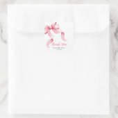 Roze Coquette Bow Baby shower Bedankt Vierkante Sticker (Tas)