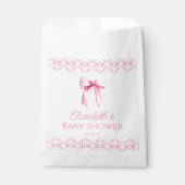 Roze Coquette Bow Baby shower Bedankzakje (Voorkant)